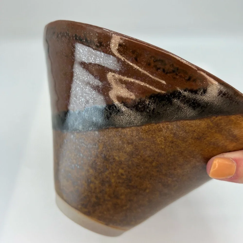 Hand Thrown Drip Glaze Pottery Rice Noodle Bowl Chopstick Rest Colorful